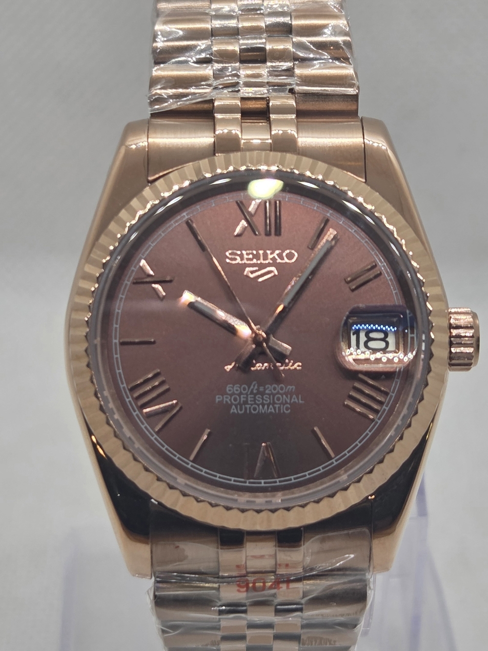 Custom 36mm Automatic Seiko Mod Watch Rose Gold Datejust Chocolate Dial NH35